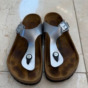 Birkenstock Silver and Brown Sandals
